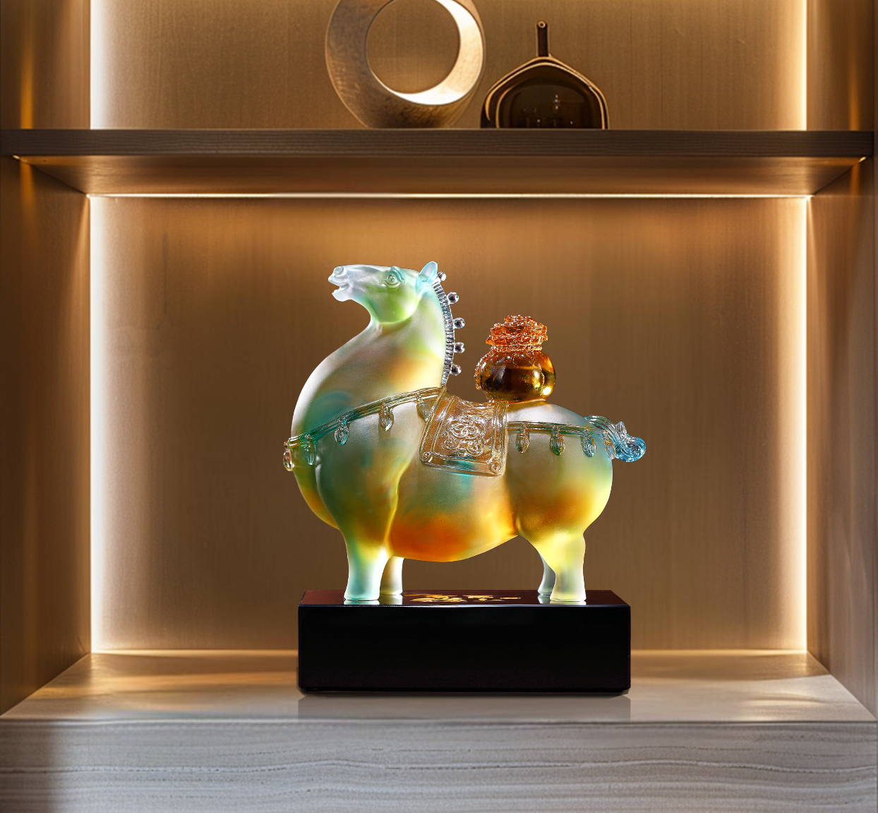 "Breathing Wealth" Crystal Horse Statue