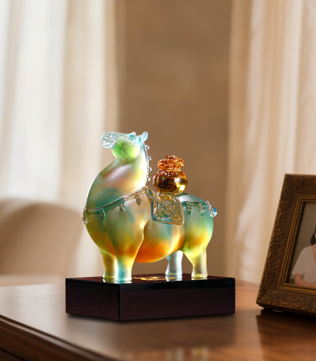 "Breathing Wealth" Crystal Horse Statue