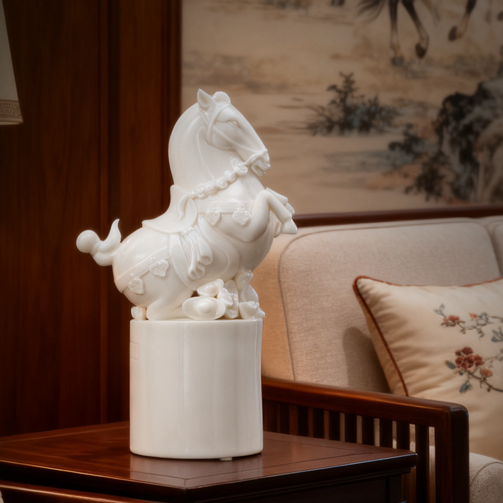 Statue de cheval en porcelaine