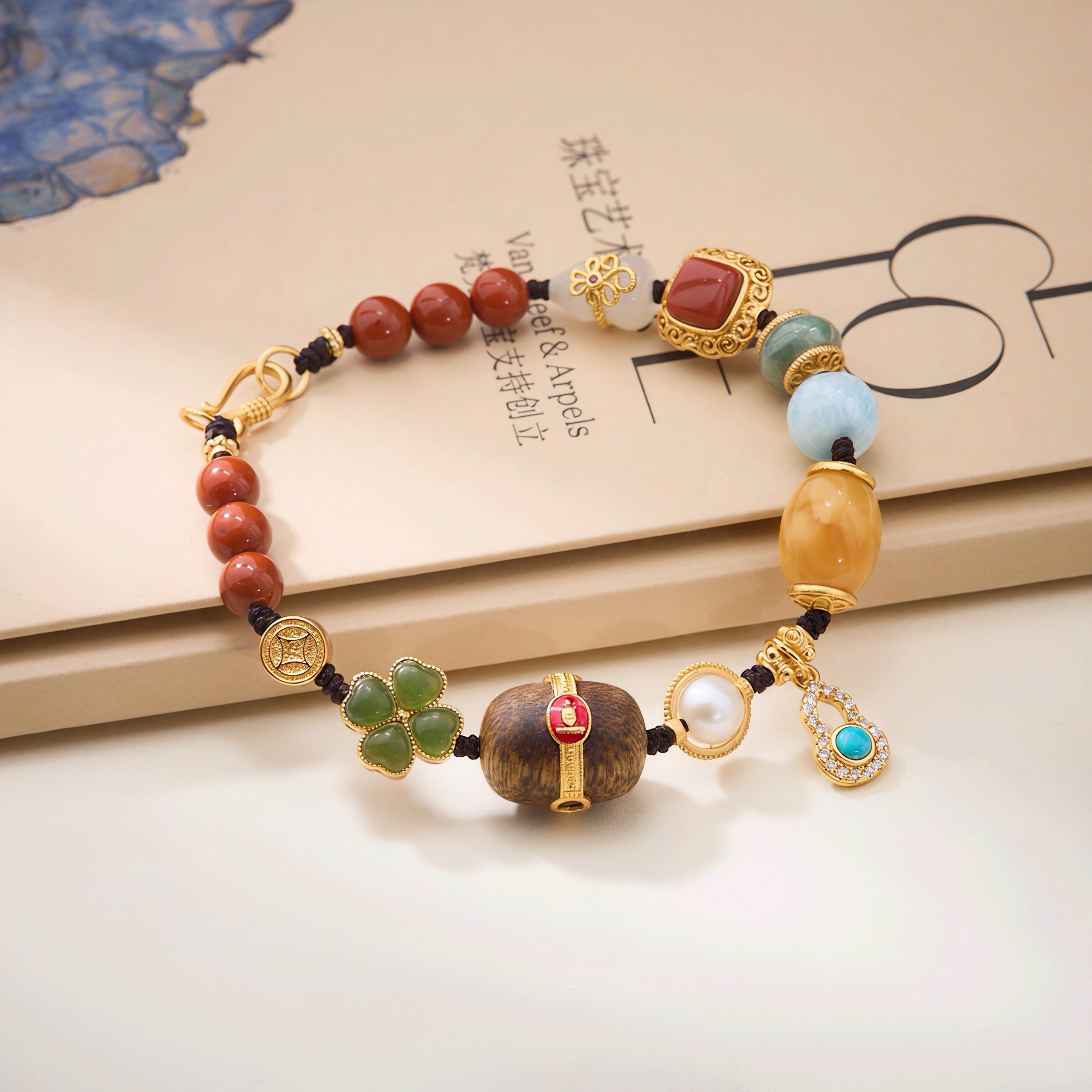 925 Silver Gold-Plated Multi-Treasure Woven Bracelet