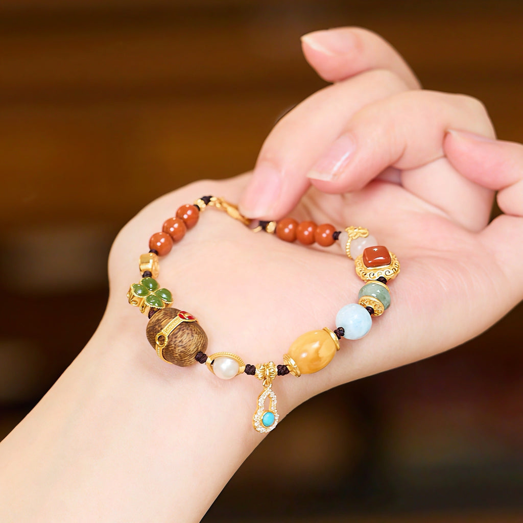 925 Silver Gold-Plated Multi-Treasure Woven Bracelet