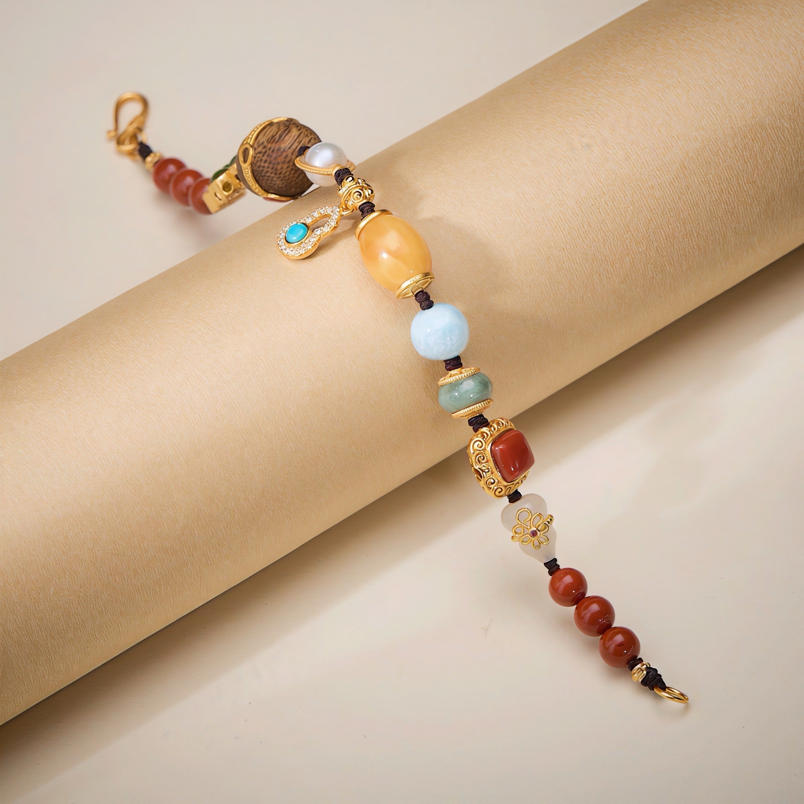 925 Silver Gold-Plated Multi-Treasure Woven Bracelet