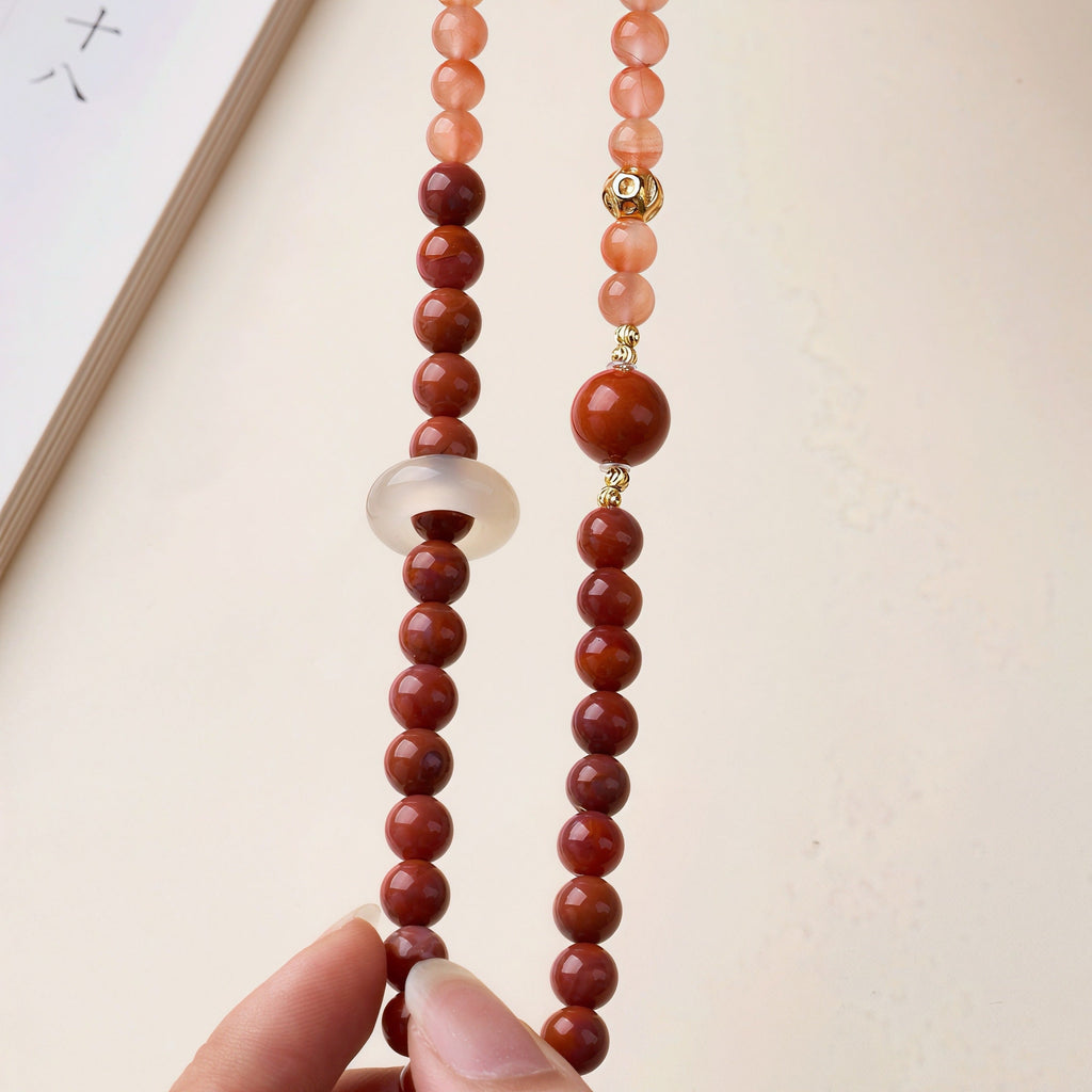 Natural Cherry Agate Double-Wrap Bracelet