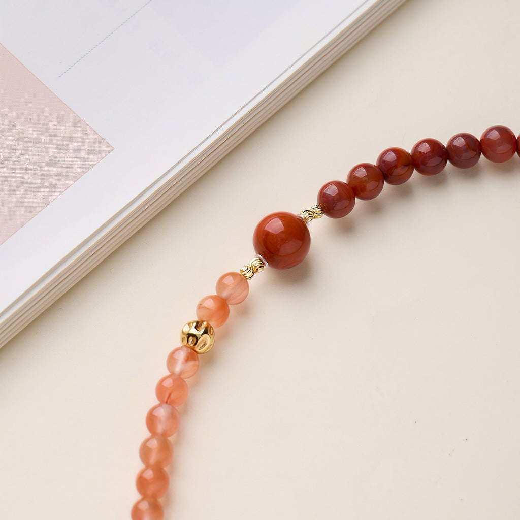 Natural Cherry Agate Double-Wrap Bracelet