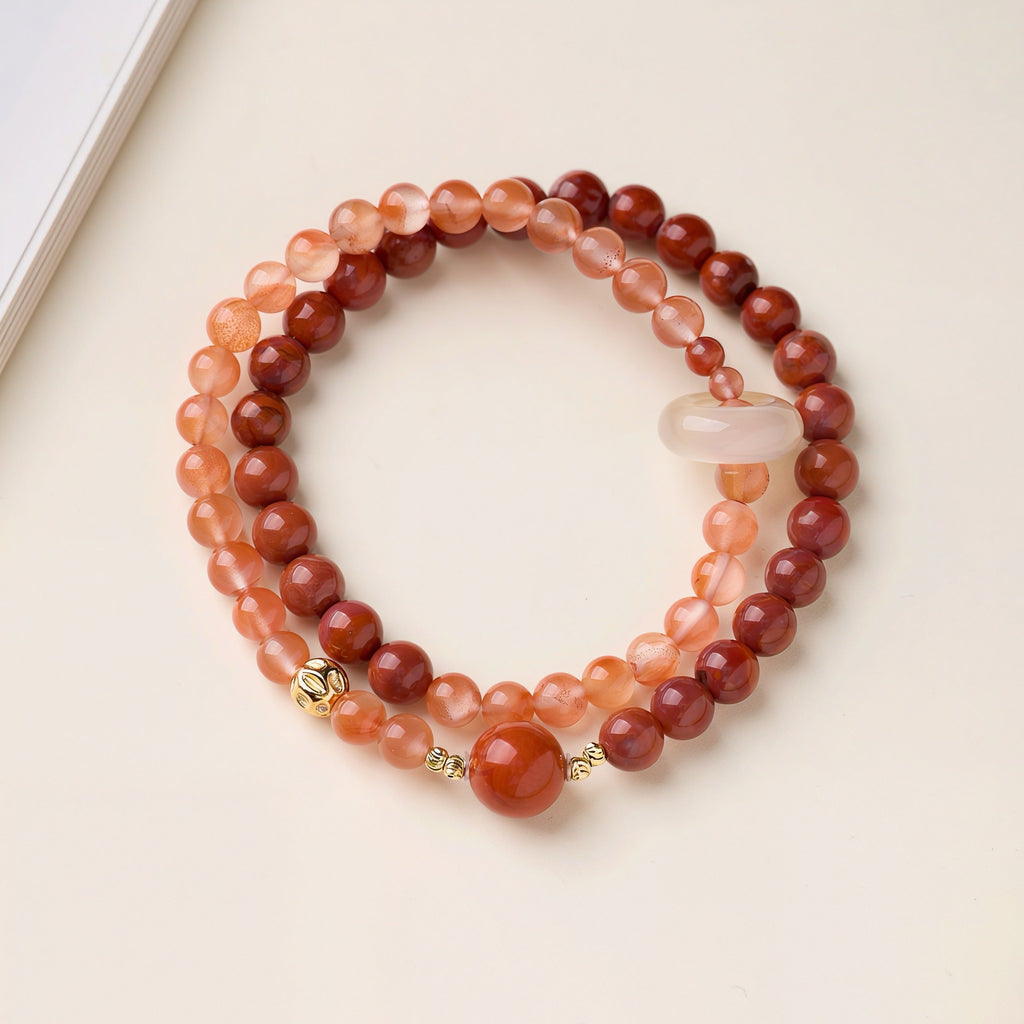 Natural Cherry Agate Double-Wrap Bracelet