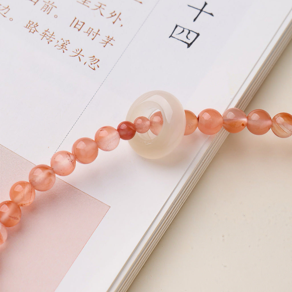 Natural Cherry Agate Double-Wrap Bracelet