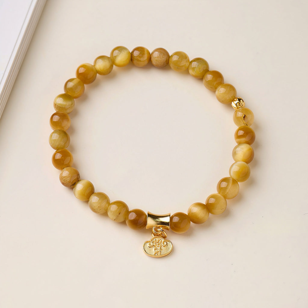 Natural Golden Tiger's Eye Beaded Bracelet for Wealth & Protection