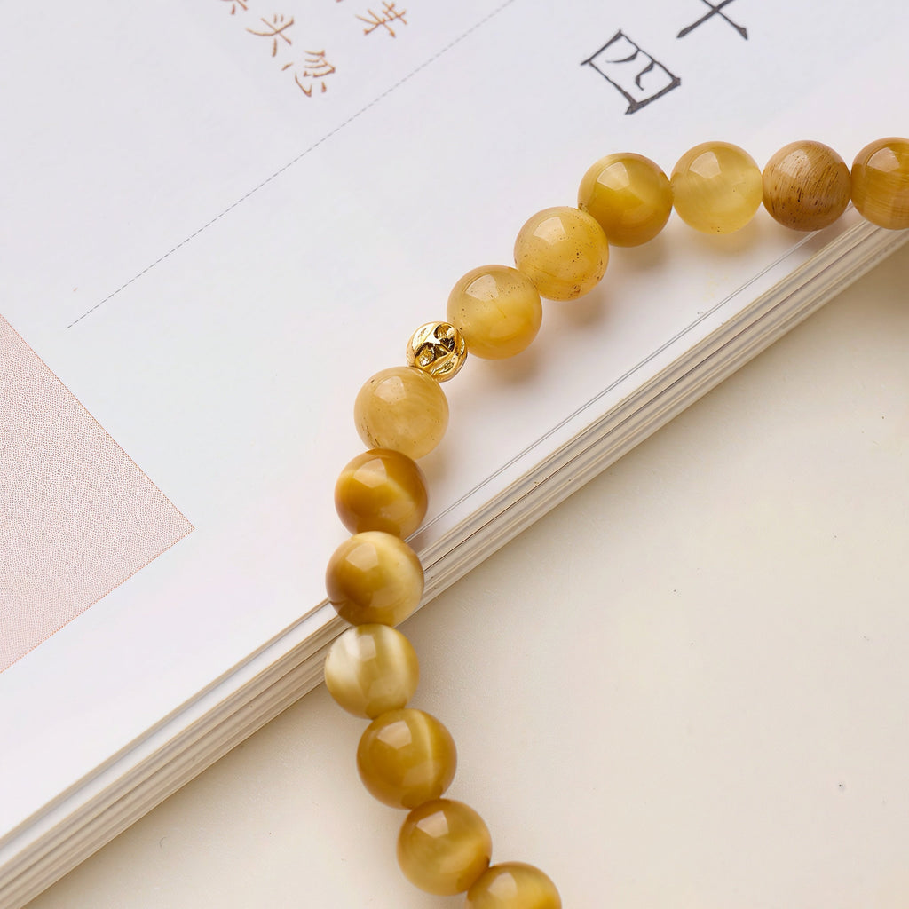 Natural Golden Tiger's Eye Beaded Bracelet for Wealth & Protection