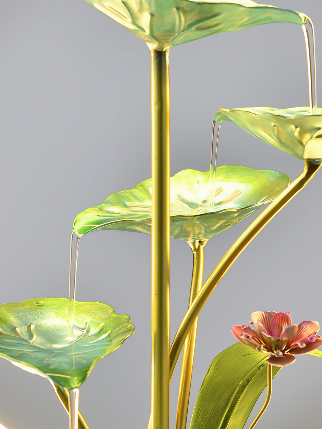 Fontaine Cascade Lotus Zen avec lumière halo LED