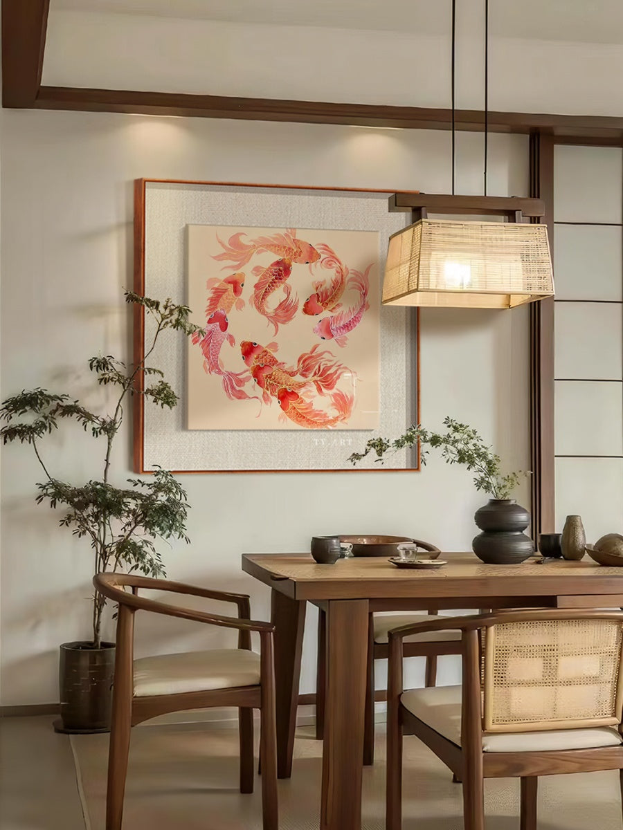 Hand-Painted Nine Koi Canvas